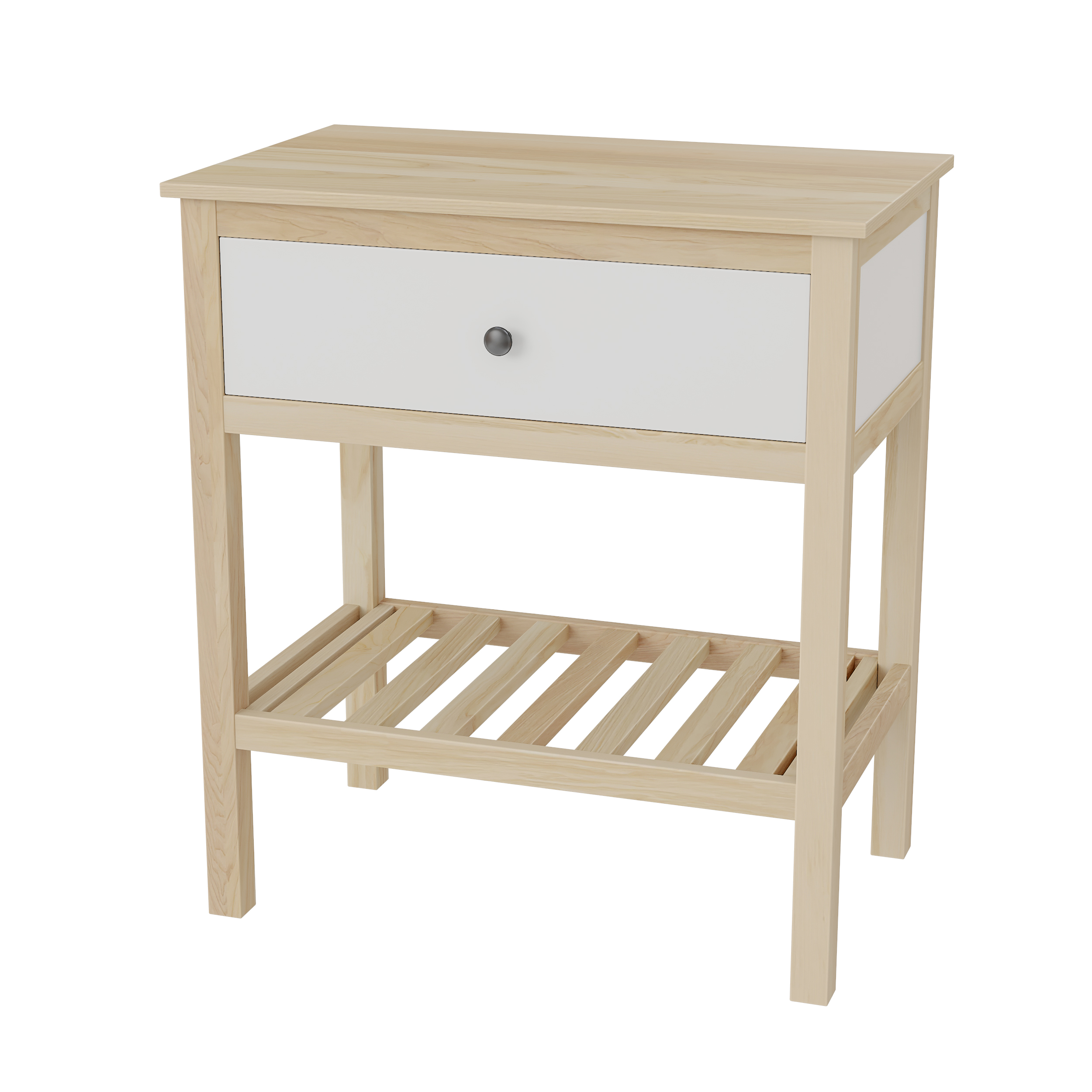 Тумба открытая 730 мм каркас и столешница из массива ясеня для накладной раковины с одним ящиком, фасад белая эмаль