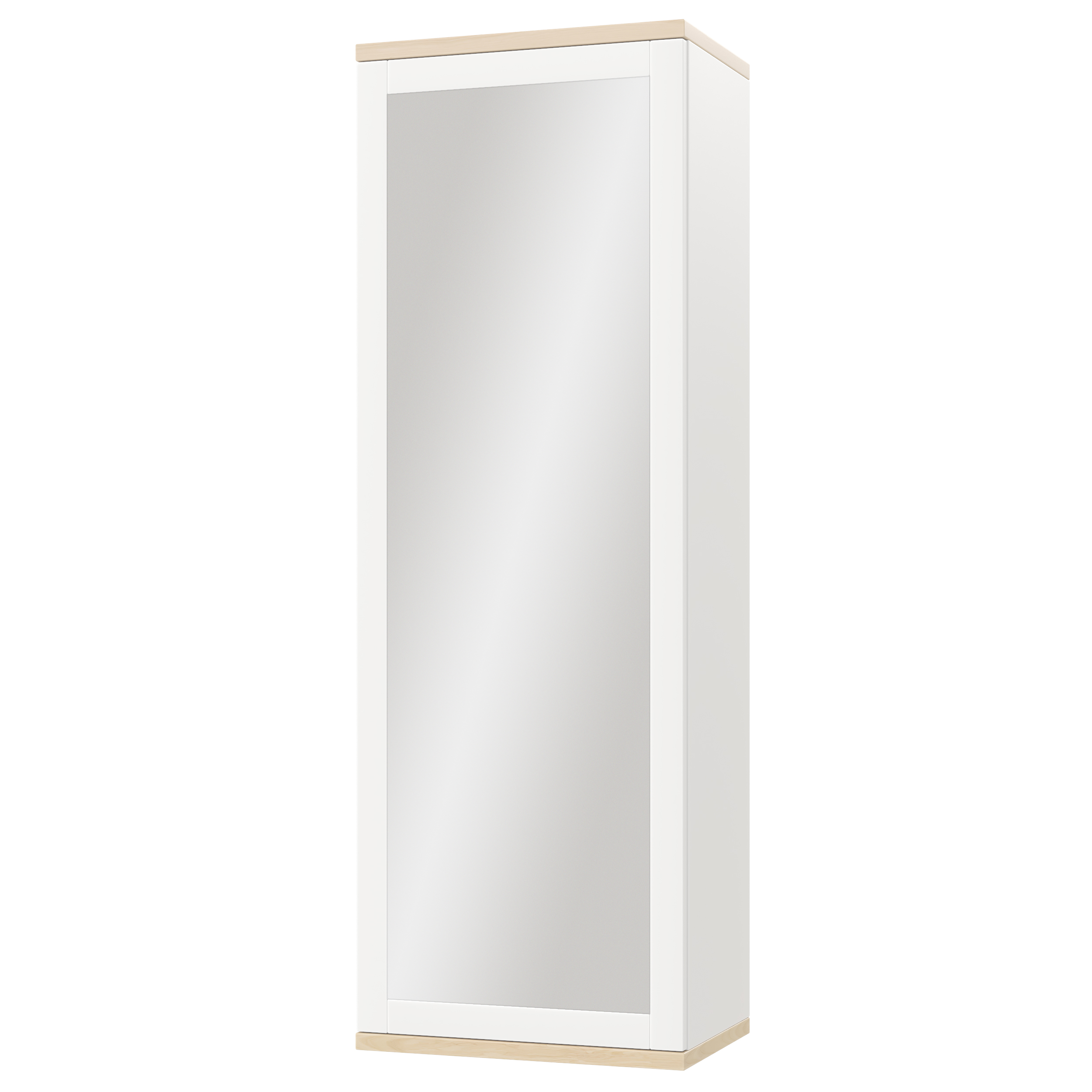 Шкаф закрытый с зеркалом на эмали и полкой из массива ясеня средний