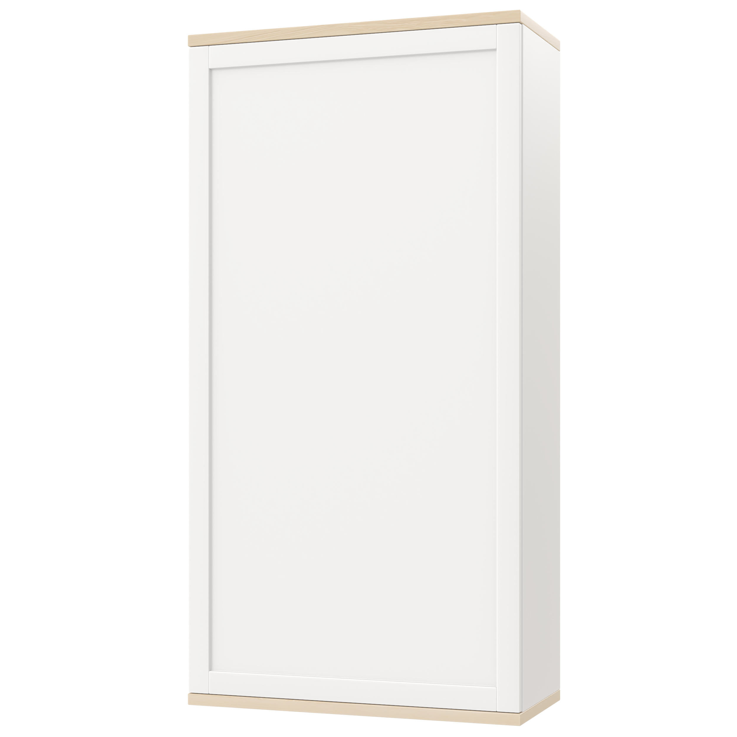 Шкаф закрытый фасад белая эмаль, полки массив ясеня средний