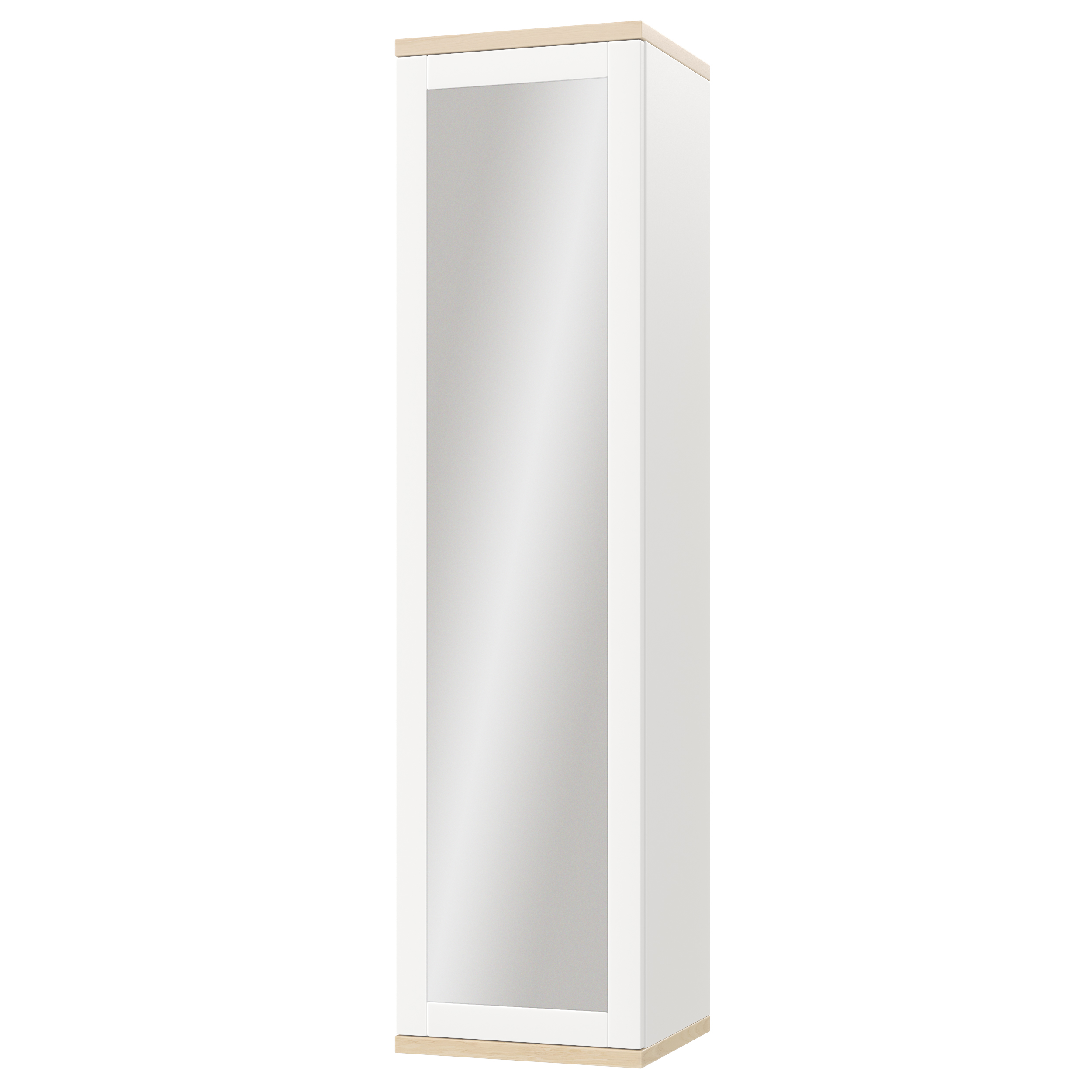 Шкаф закрытый с зеркалом на эмали и полкой из массива ясеня средний